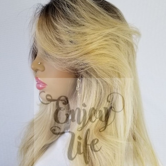 Free part human hair lace front wig